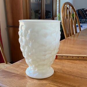 Elegant White Textured Milk Glass Vase